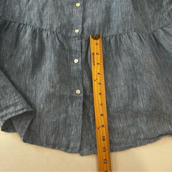 Sigrid Olsen 100% Linen top women’s size large cottagecore summery blue boho - Picture 12 of 15